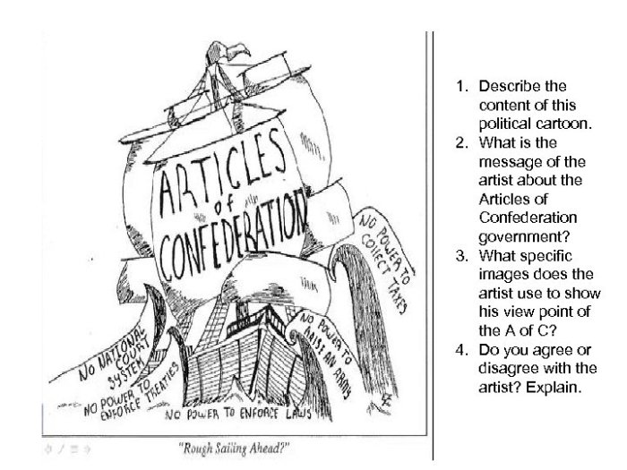 Worksheets on the articles of confederation