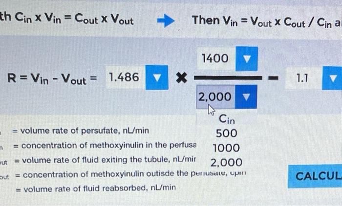 Fill the equation on the screen to calculate the reabsorbed